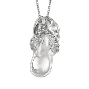 0.10 Carat Natural Diamond Flip Flop Necklace Pendant 14K White Gold with 18'' chain