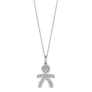 0.13 Carat Natural Diamond Boy Necklace 14K White Gold G SI 18''