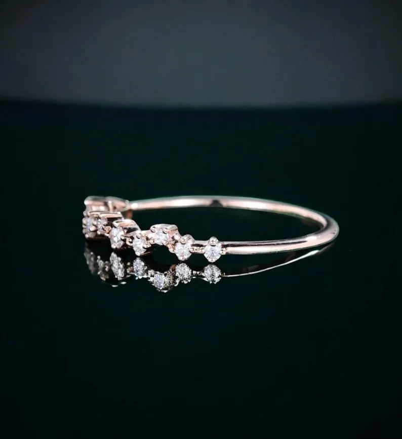 0.140ct Round Moissanite Diamond Minimalist Wedding Band