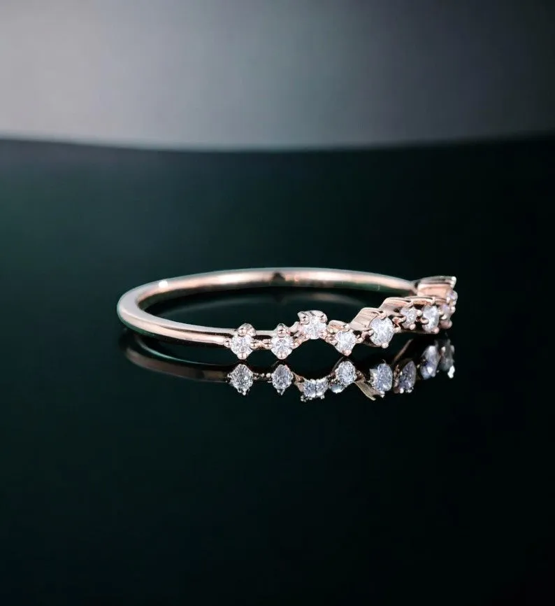 0.140ct Round Moissanite Diamond Minimalist Wedding Band