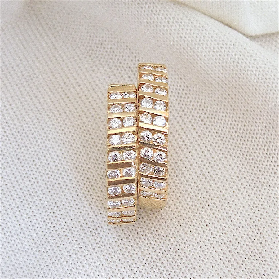 0.40ct Diamond and 18K Yellow Gold Snuggy Hoops