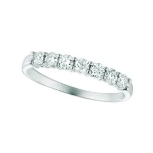 0.50 Carat Natural Diamond 7 Stone Ring Band G SI 14K White Gold