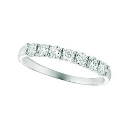0.50 Carat Natural Diamond 7 Stone Ring Band G SI 14K White Gold