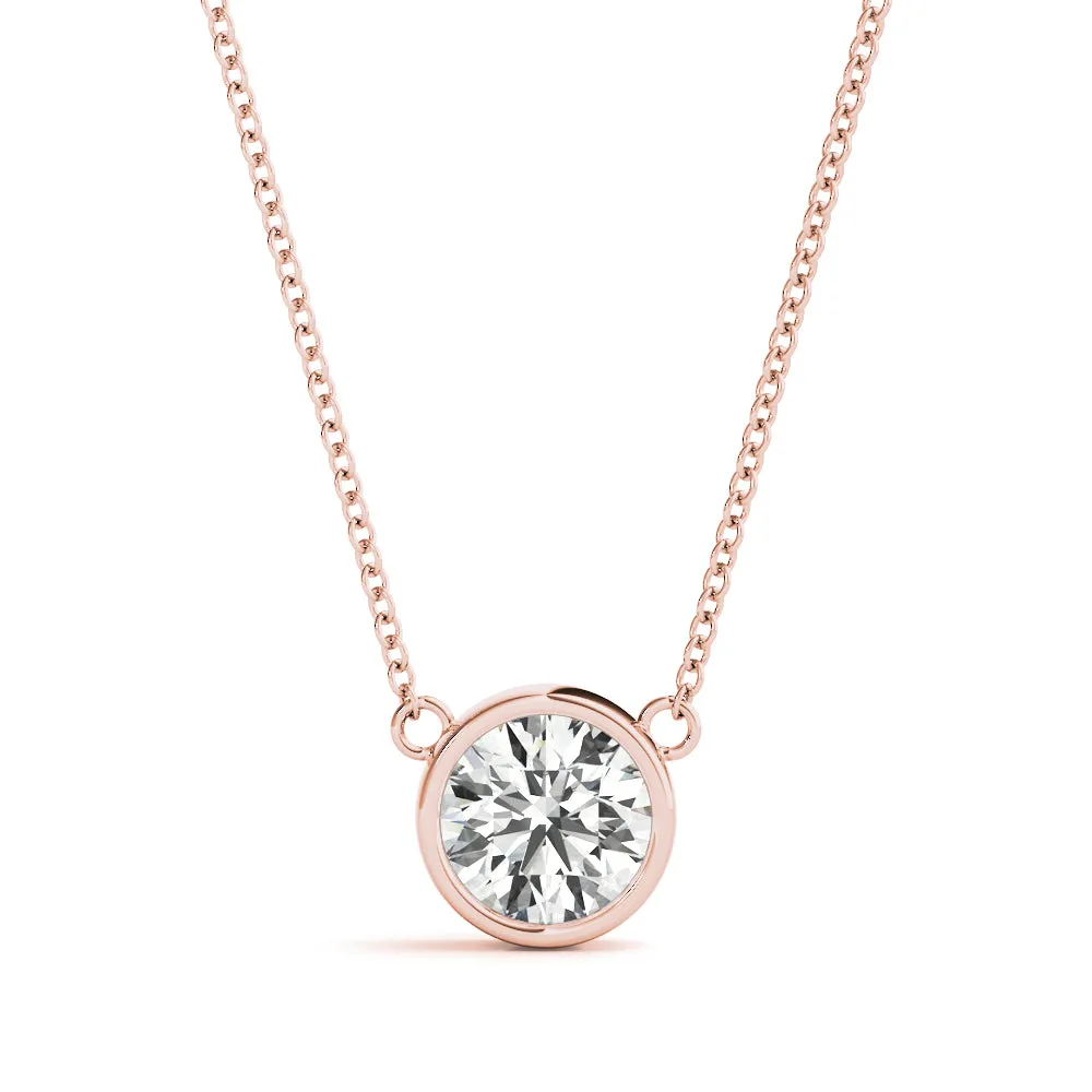 0.50 Ct and 1.00 Ct Diamond Necklace, 14K Gold Lab Grown Diamond Solitaire Pendant