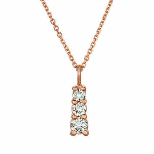 0.60 Carat Natural Diamond Necklace Pendant 14K Rose Gold G SI 18 inches chain