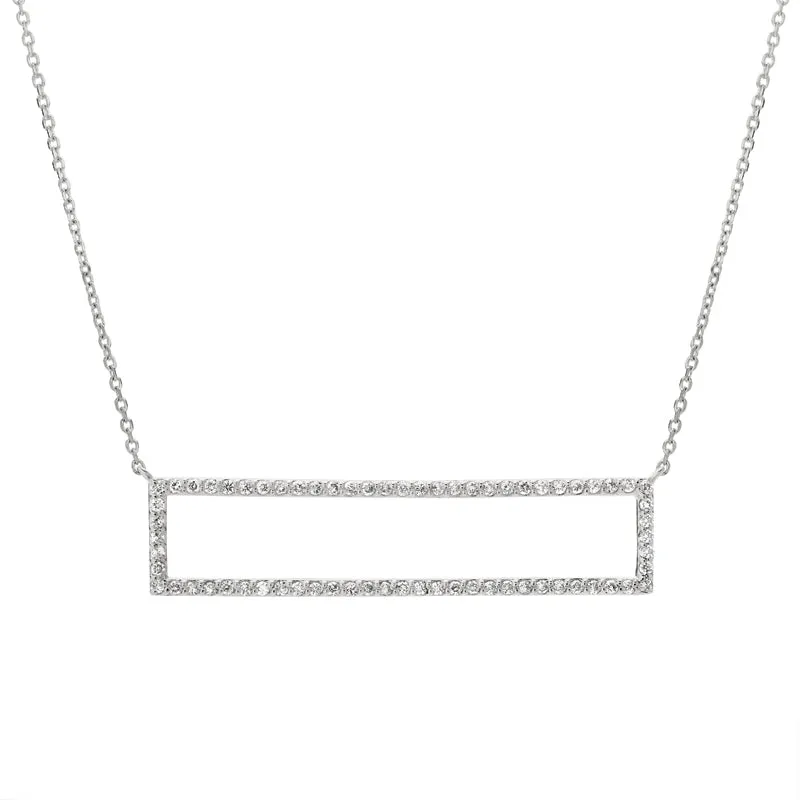 0.61 Carat Natural Diamond Rectangle Necklace 14K White Gold