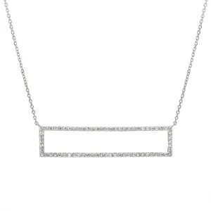 0.61 Carat Natural Diamond Rectangle Necklace 14K White Gold