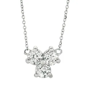 0.75 Carat Natural 3 Stone Diamond Necklace 14K White Gold G SI 18 '' chain