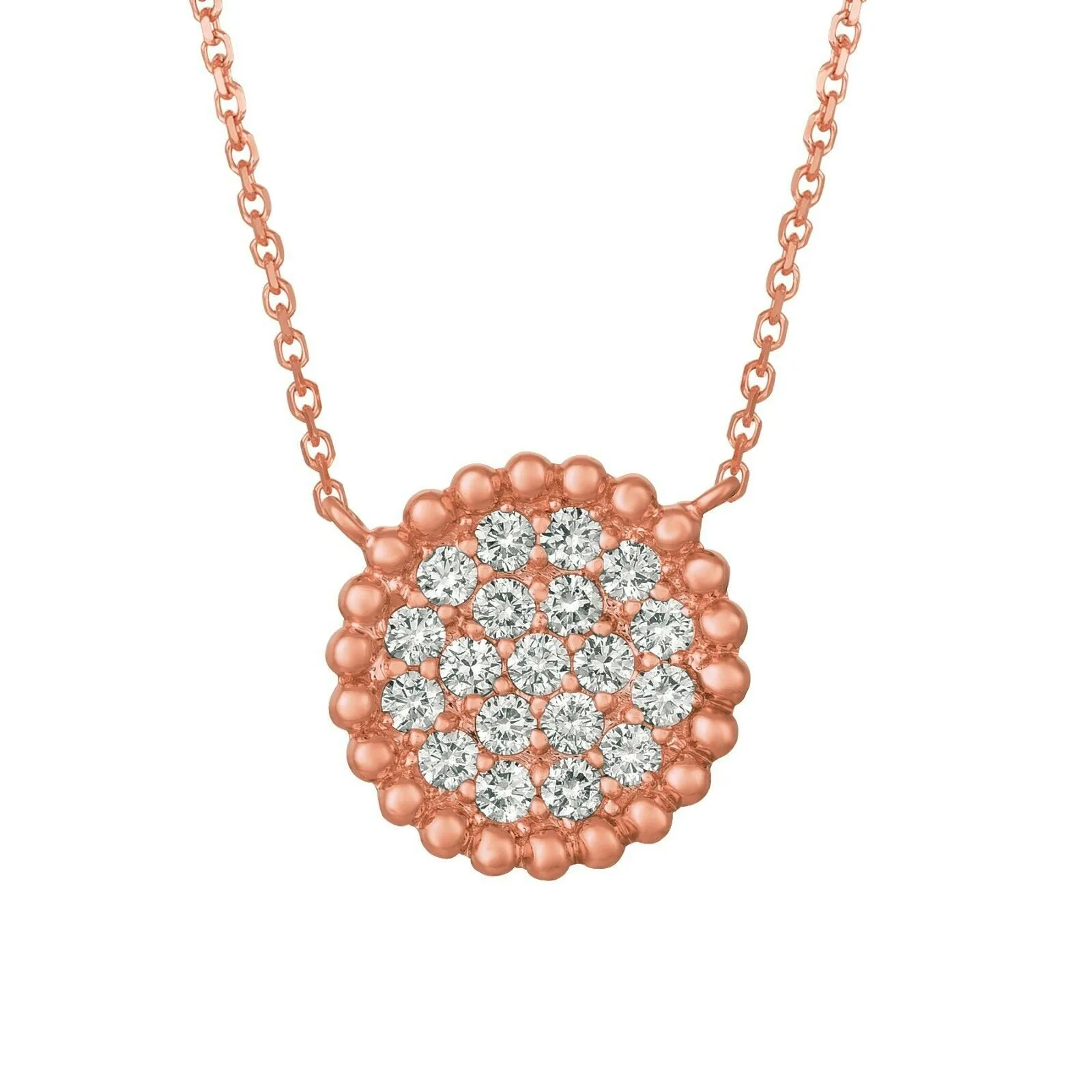 0.75 Carat Natural Diamond Necklace 14K Rose Gold G SI Bubble Collection