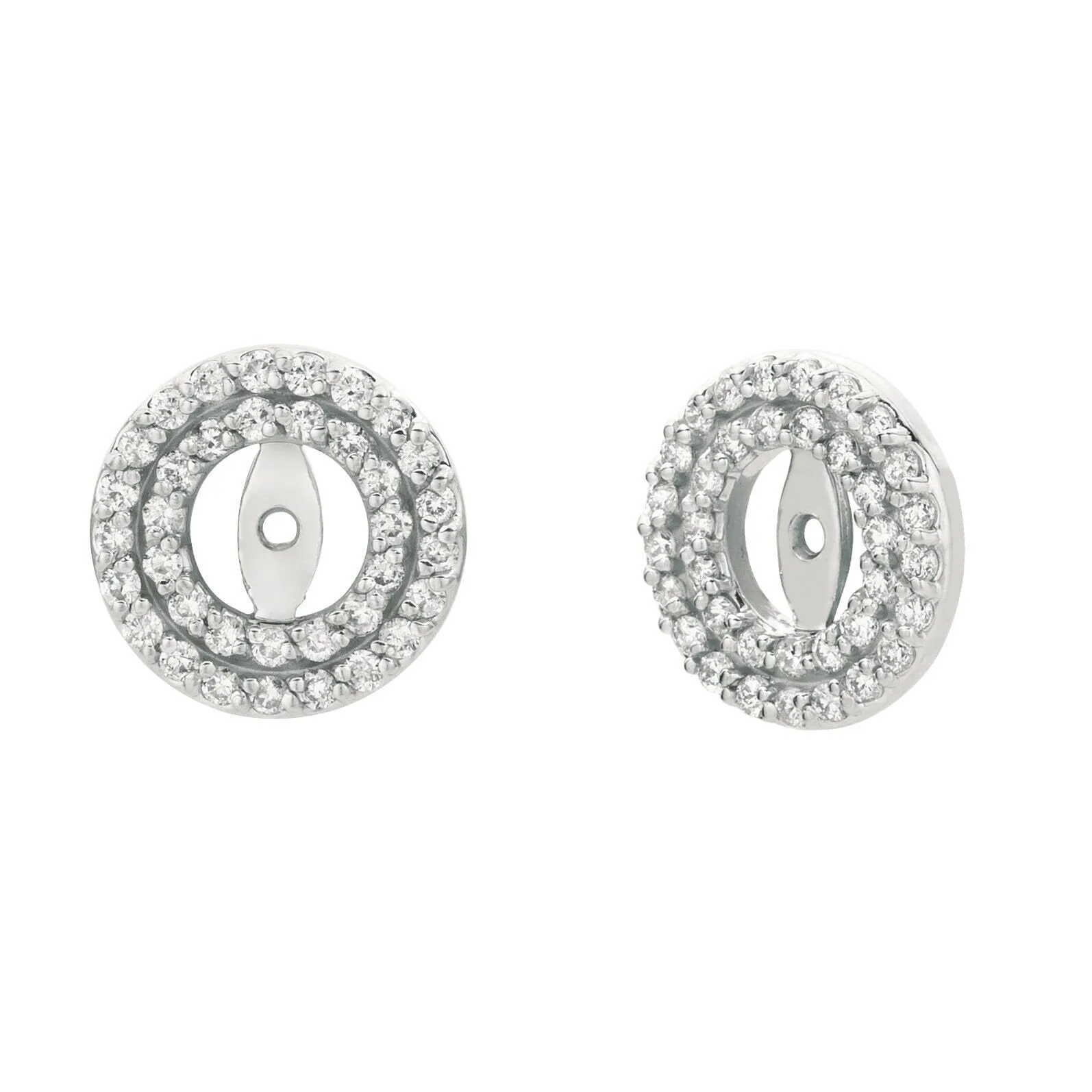 0.75 Ct Natural Diamond Jacket Earrings 14K White Gold center 7 MM
