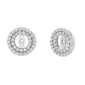 0.75 Ct Natural Diamond Jacket Earrings 14K White Gold center 7 MM