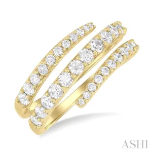 1 ctw Spiral Round Cut Diamond Fashion Open Wrap Band in 14K Yellow Gold
