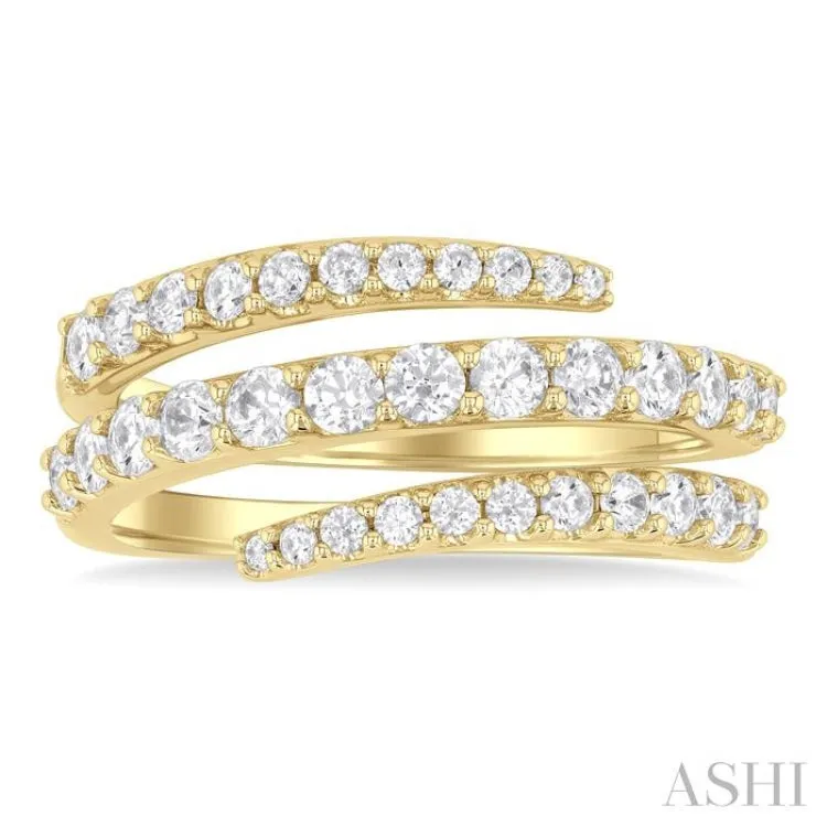 1 ctw Spiral Round Cut Diamond Fashion Open Wrap Band in 14K Yellow Gold