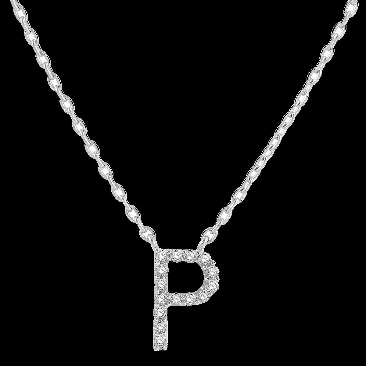 10K 0.04ct Diamond P-Initial Necklaces