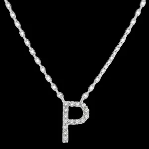 10K 0.04ct Diamond P-Initial Necklaces