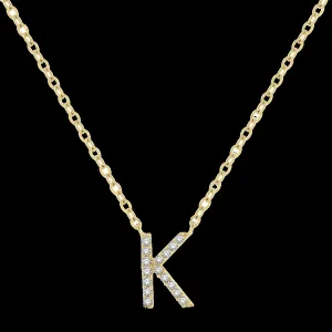 10K 0.05ct Diamond Initial-K Necklaces