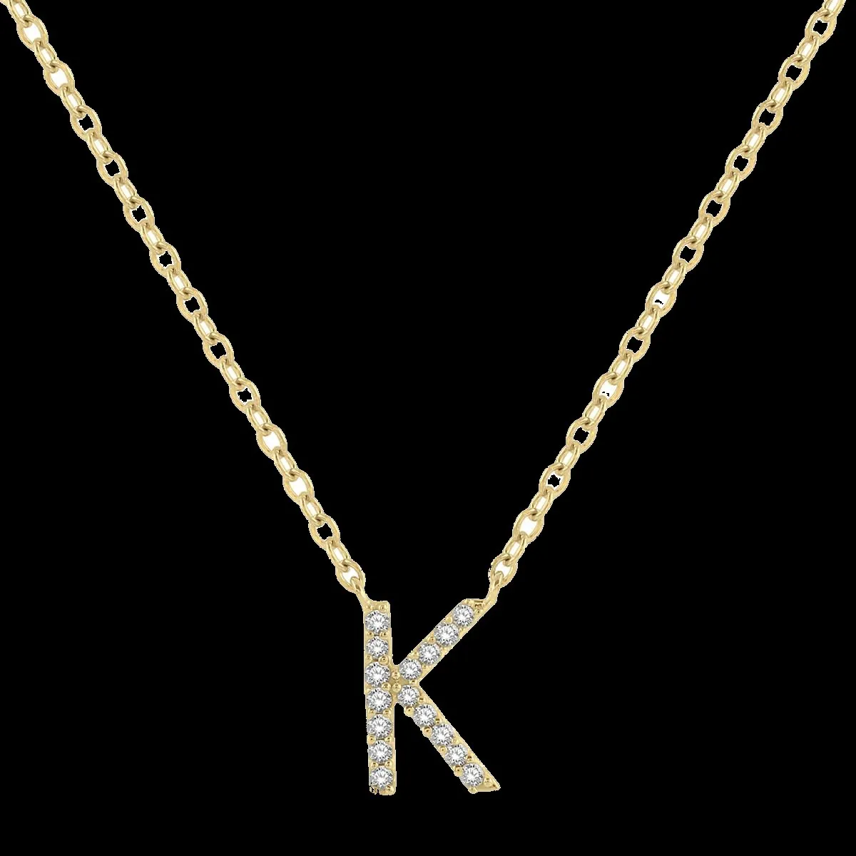 10K 0.05ct Diamond Initial-K Necklaces