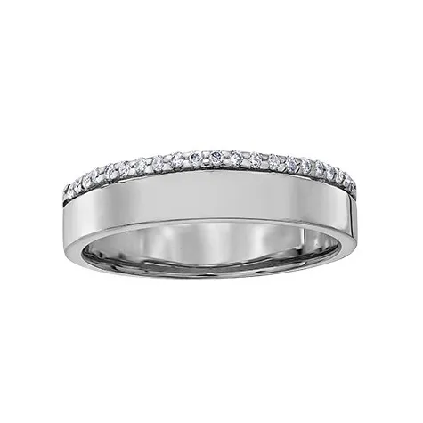 (10K, 14K, 18K) White Gold (0.12ct) Diamond Wedding Band