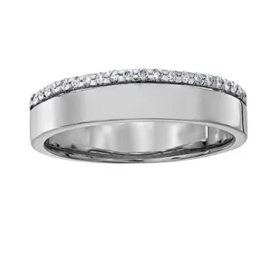 (10K, 14K, 18K) White Gold (0.12ct) Diamond Wedding Band