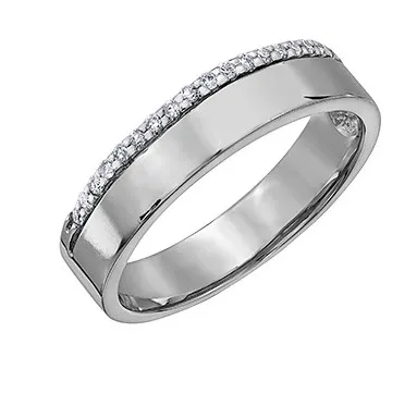 (10K, 14K, 18K) White Gold (0.12ct) Diamond Wedding Band