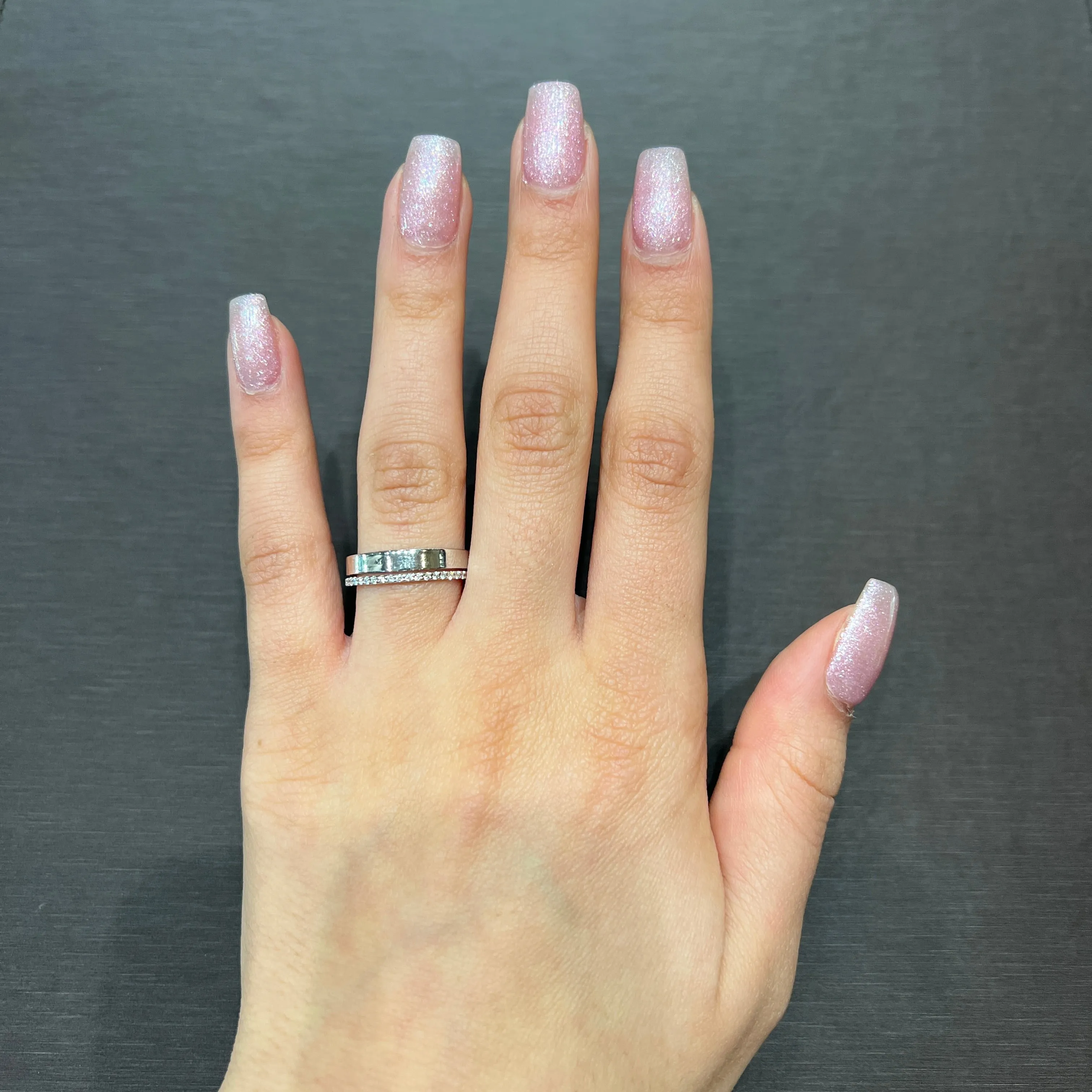 (10K, 14K, 18K) White Gold (0.12ct) Diamond Wedding Band