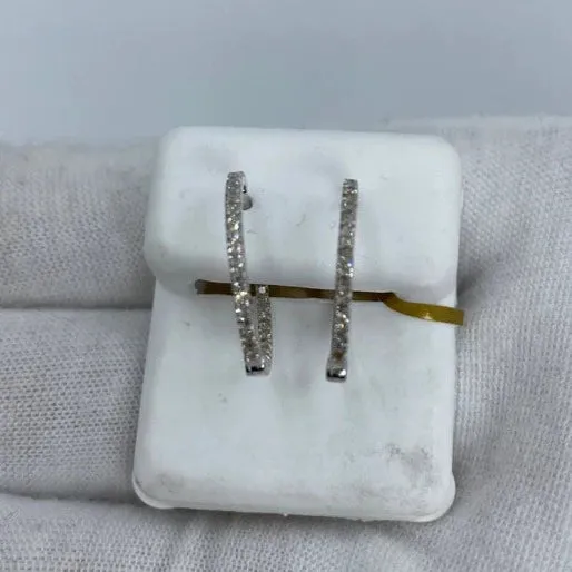 10K Small Circle Hoop Diamond Earrings