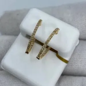 10K Small Circle Hoop Diamond Earrings