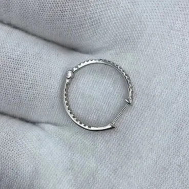 10K Small Circle Hoop Diamond Earrings