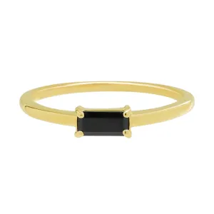 10k Solid Gold Black Horizontal Baguette Ring