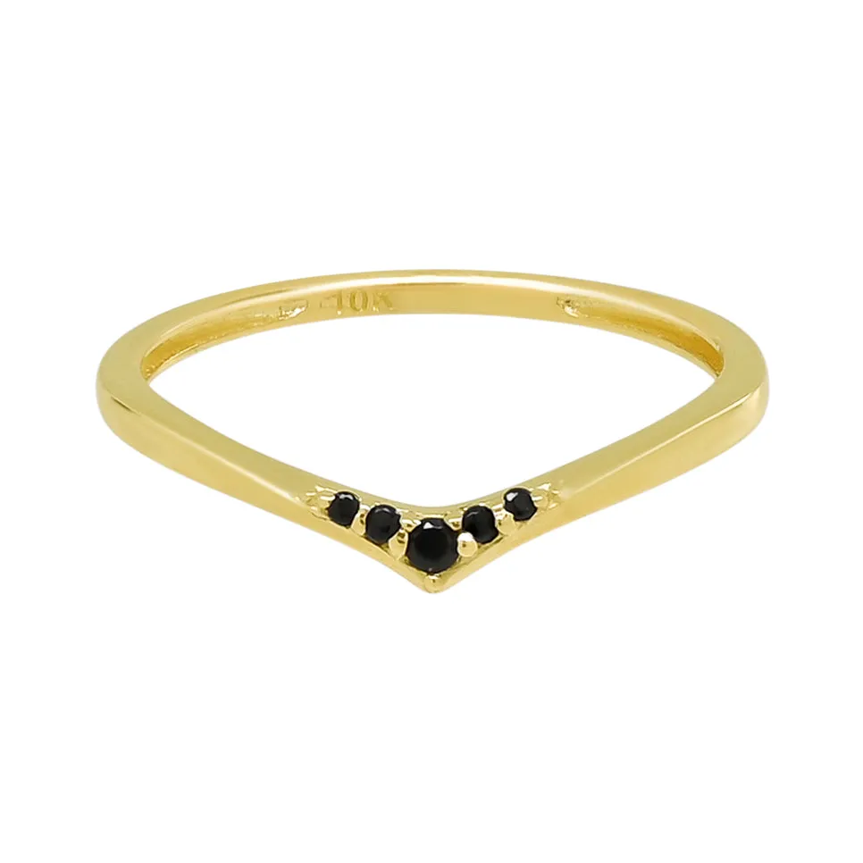 10k Solid Gold Black Multi CZ Chevron Ring