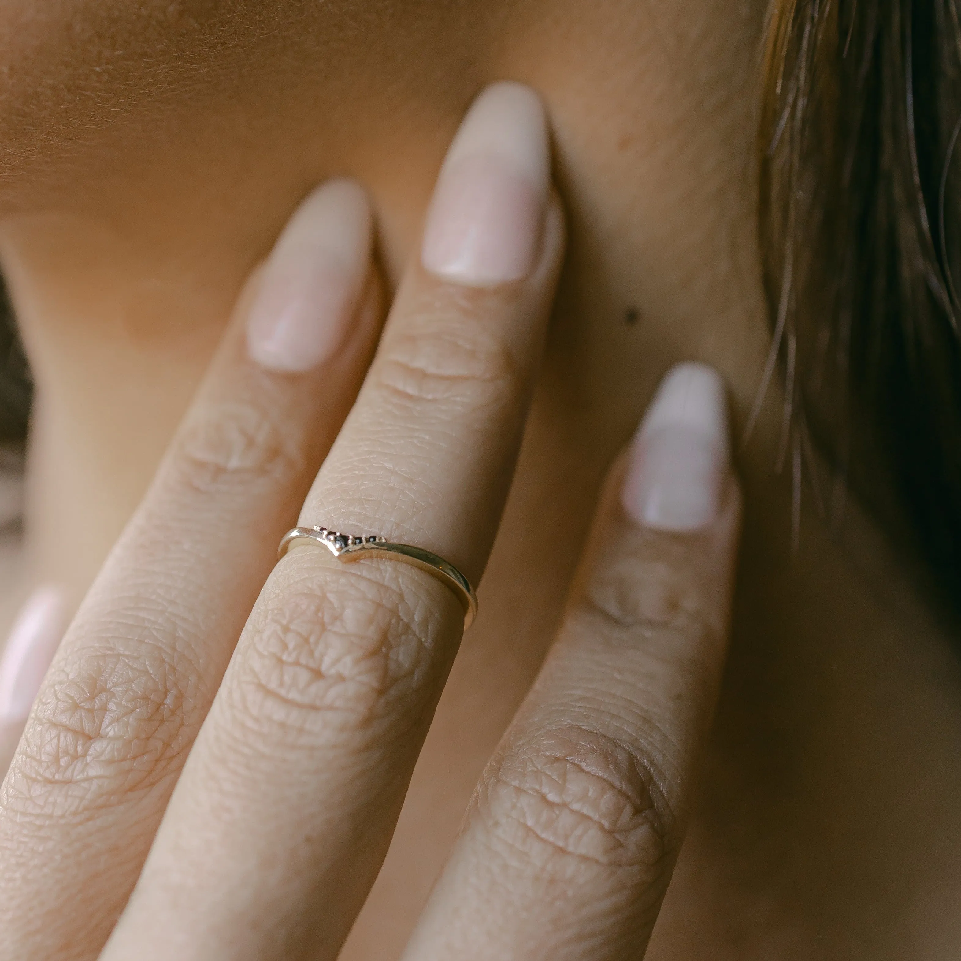 10k Solid Gold Black Multi CZ Chevron Ring