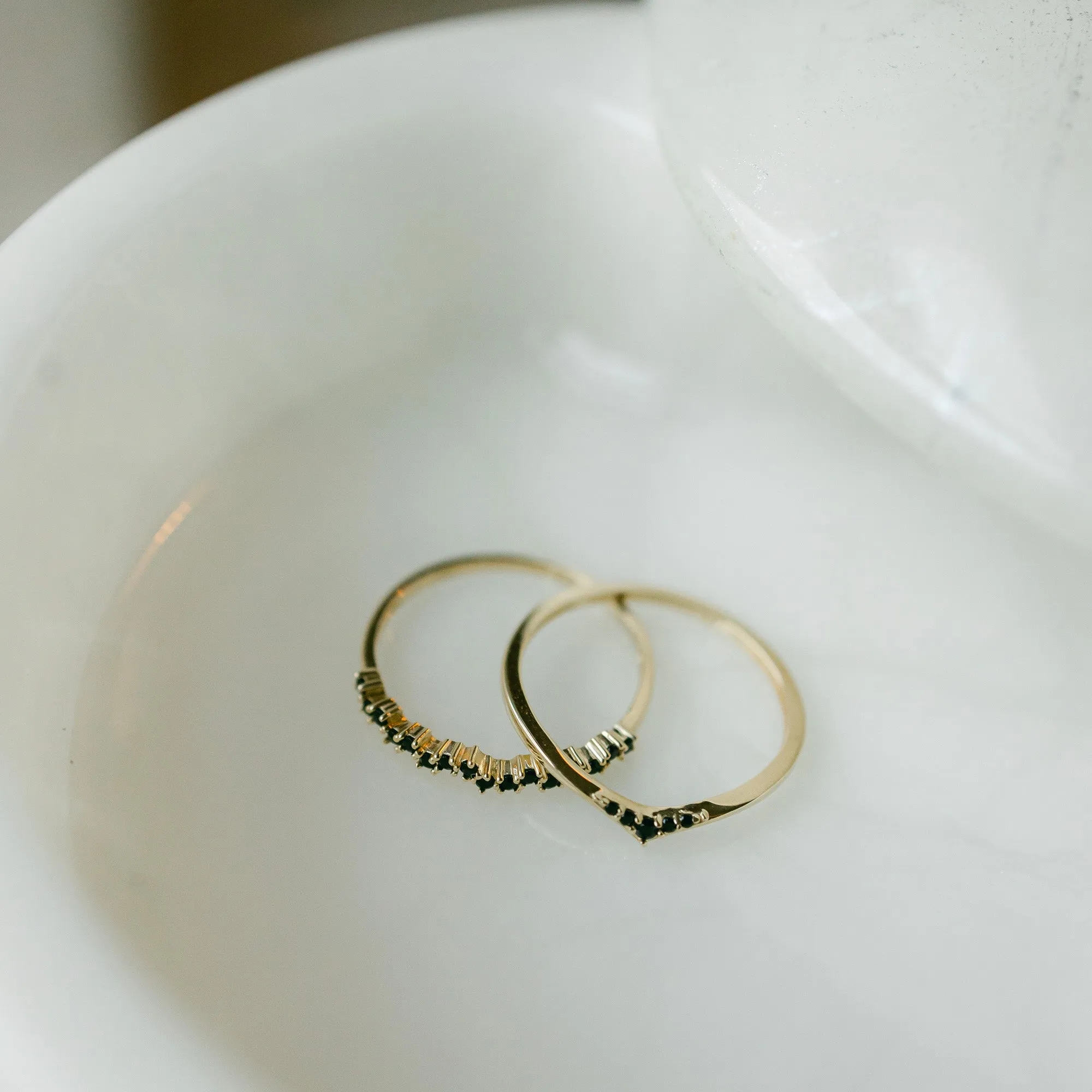 10k Solid Gold Black Multi CZ Chevron Ring