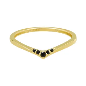 10k Solid Gold Black Multi CZ Chevron Ring