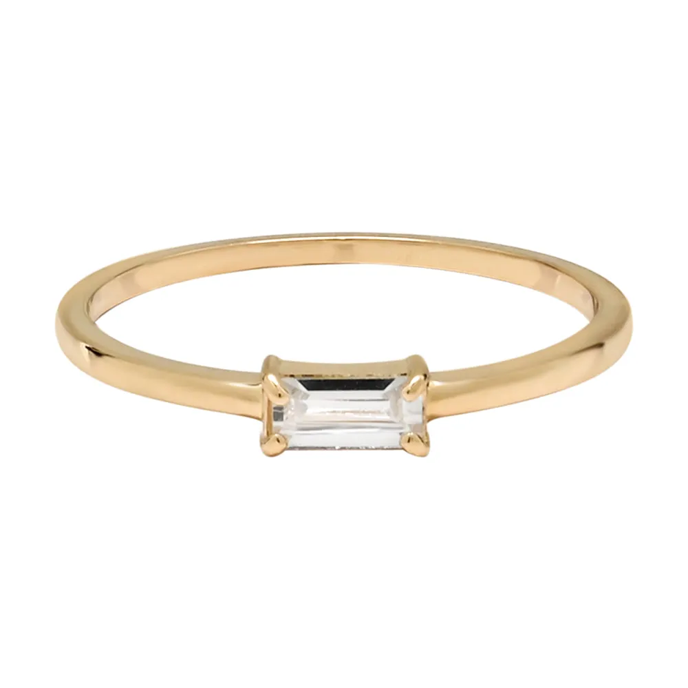 10k Solid Gold Horizontal Baguette Ring