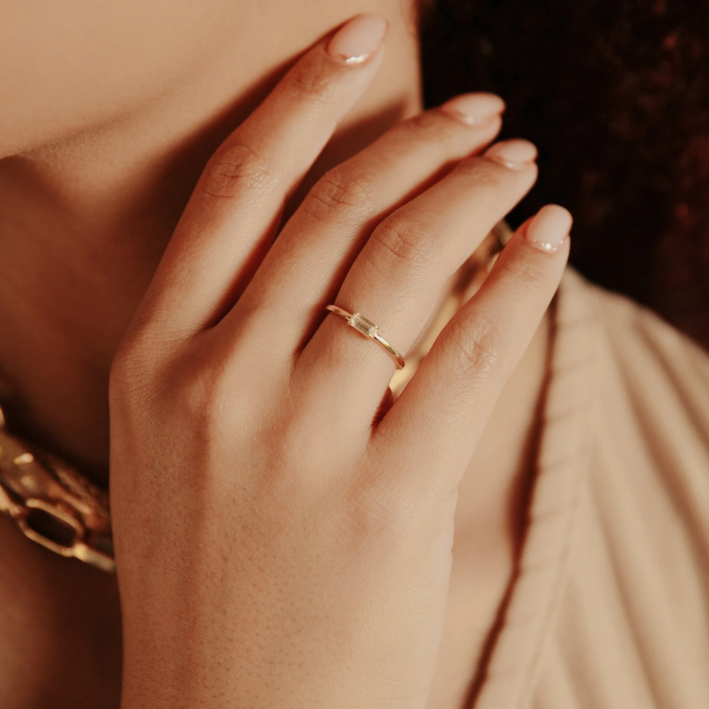 10k Solid Gold Horizontal Baguette Ring