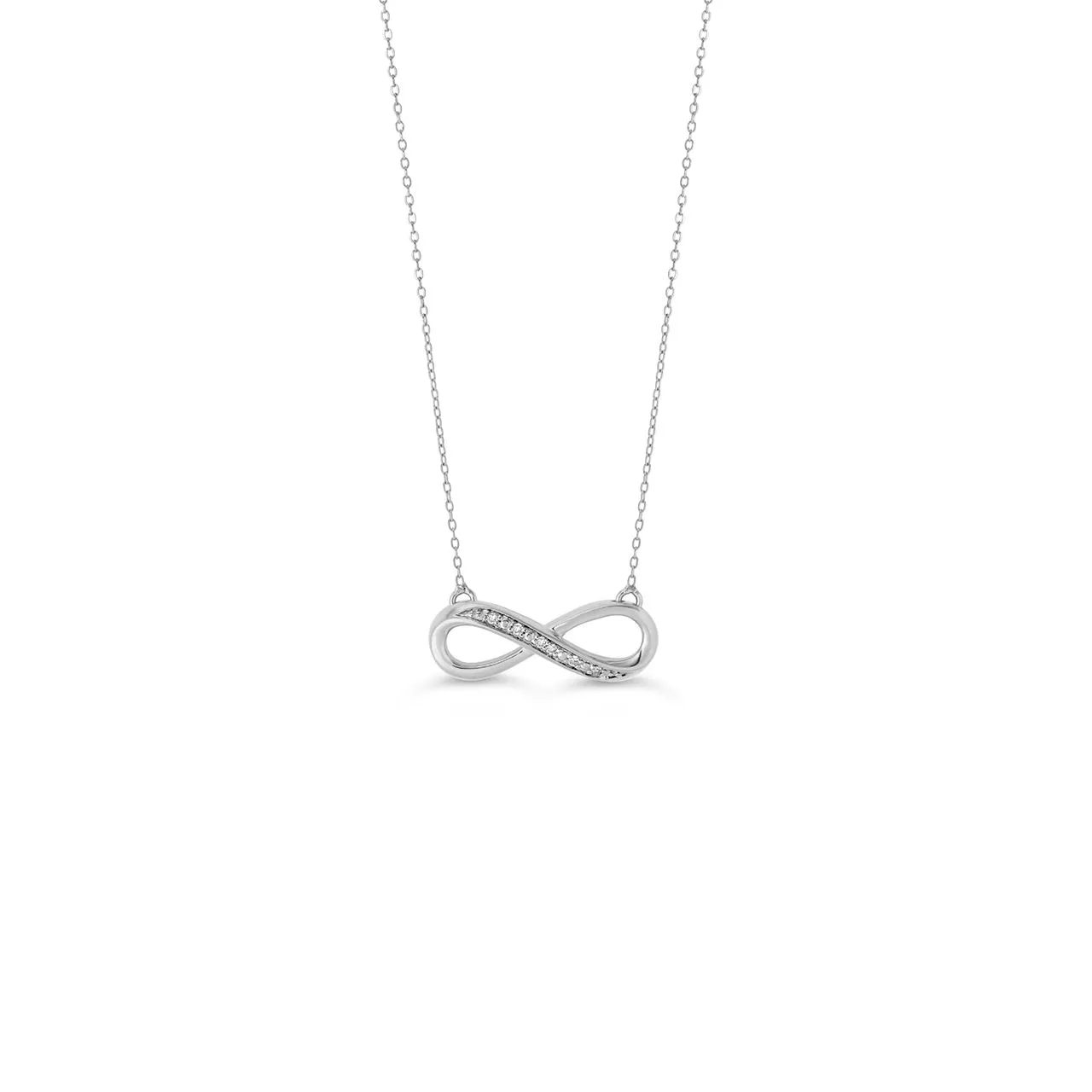 10K White Gold (0.021ct) Diamond Infinity Necklace