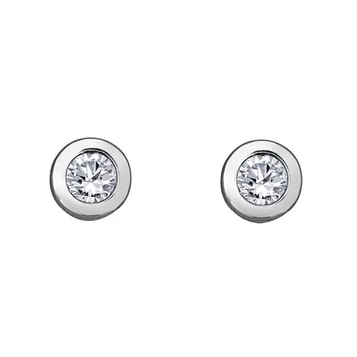 10K White Gold (0.08ct) Bezel Set Diamond Stud Solitaire Earrings