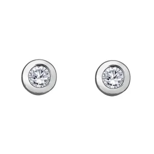 10K White Gold (0.08ct) Bezel Set Diamond Stud Solitaire Earrings