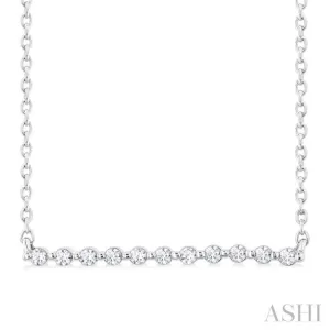 1/10 ctw Petite Bar Round Cut Diamond Pendant With Chain in Sterling Silver