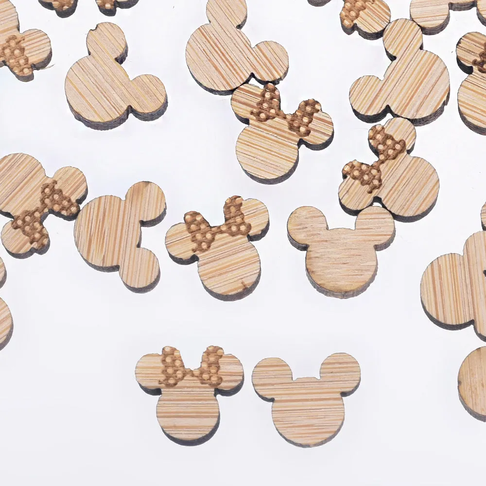 12*10mm Mickey and Minnie Laser cut wooden earrings engraved and laser cut Wood Charm Earring Supplies 6pcs 10261150