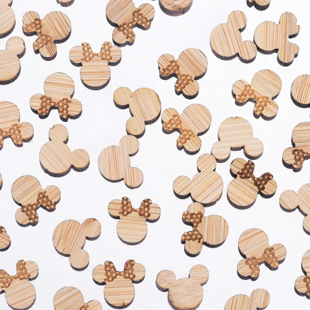 12*10mm Mickey and Minnie Laser cut wooden earrings engraved and laser cut Wood Charm Earring Supplies 6pcs 10261150