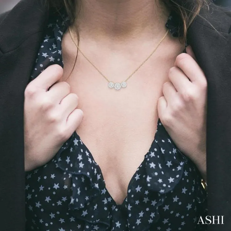 1/3 ctw 3-Stone Lovebright Round Cut Diamond Necklace in 14K Yellow and White Gold