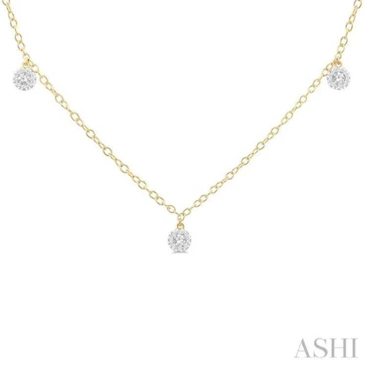 1/3 ctw Lovebright Circular Mount Round Cut Diamond Station Necklace in 14K Yellow Gold