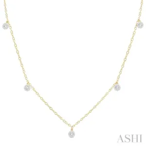 1/3 ctw Lovebright Circular Mount Round Cut Diamond Station Necklace in 14K Yellow Gold