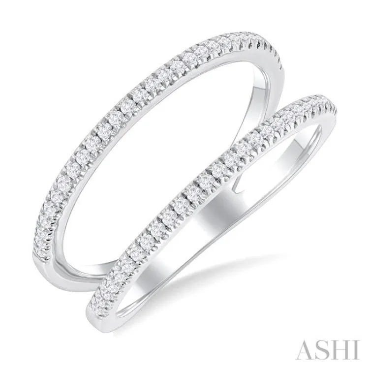 1/3 ctw Split Twin Ring Illusion Round Cut Diamond Lightweight Fashion Ring in 10K White Gold