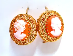 13mm Cameo Earrings 14kt Loop wire