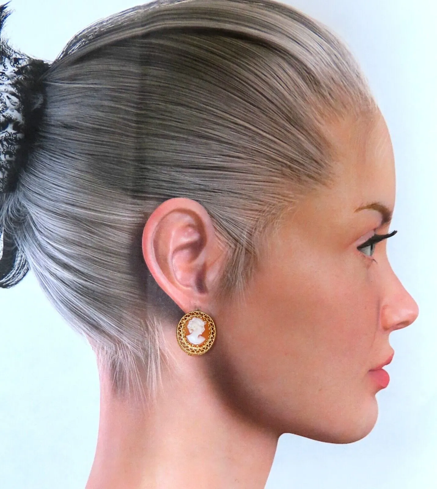 13mm Cameo Earrings 14kt Loop wire