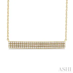 1/4 ctw Bar Triple Row Round Cut Diamond Necklace in 10K Yellow Gold