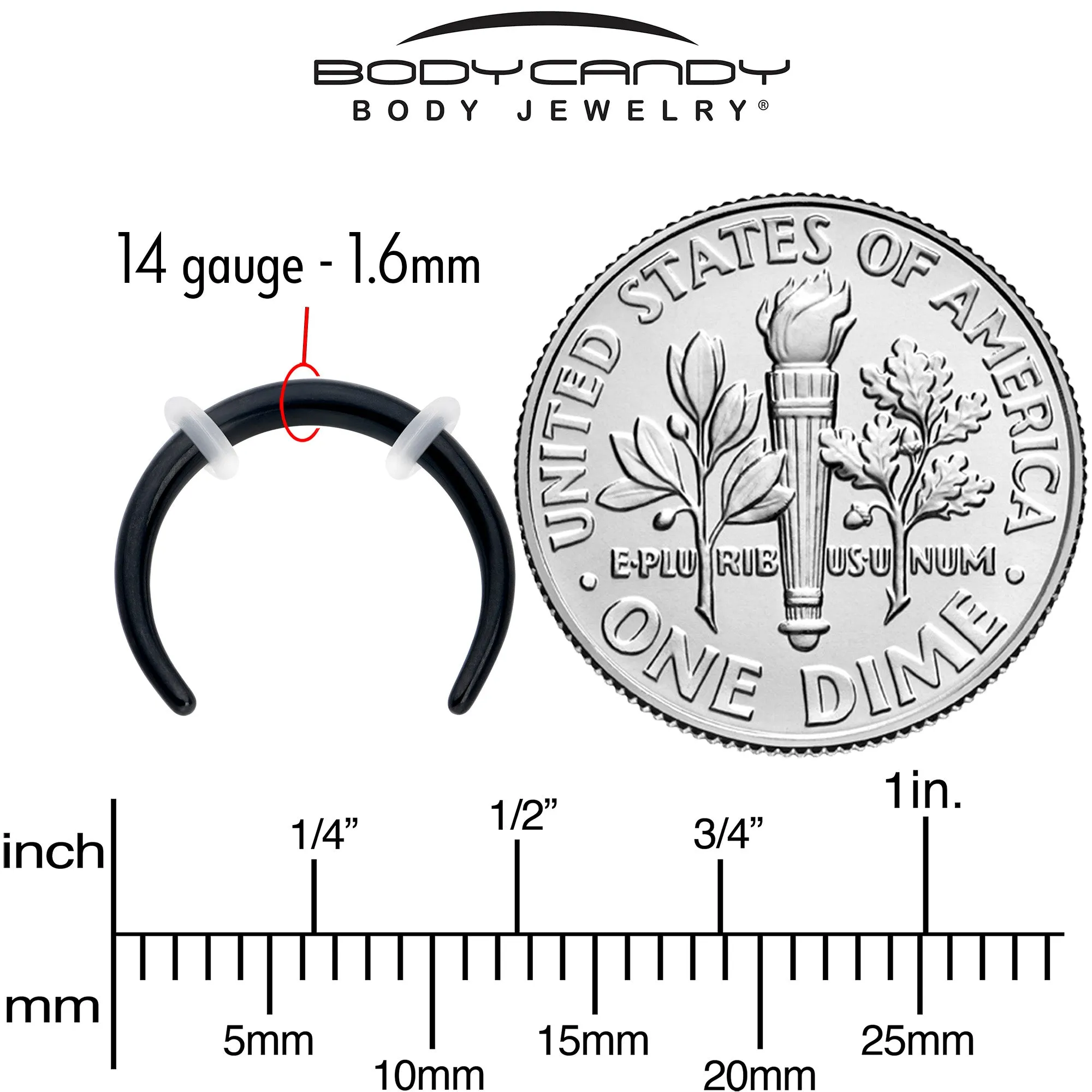14 Gauge 3/8 Black Pincher Crescent Taper