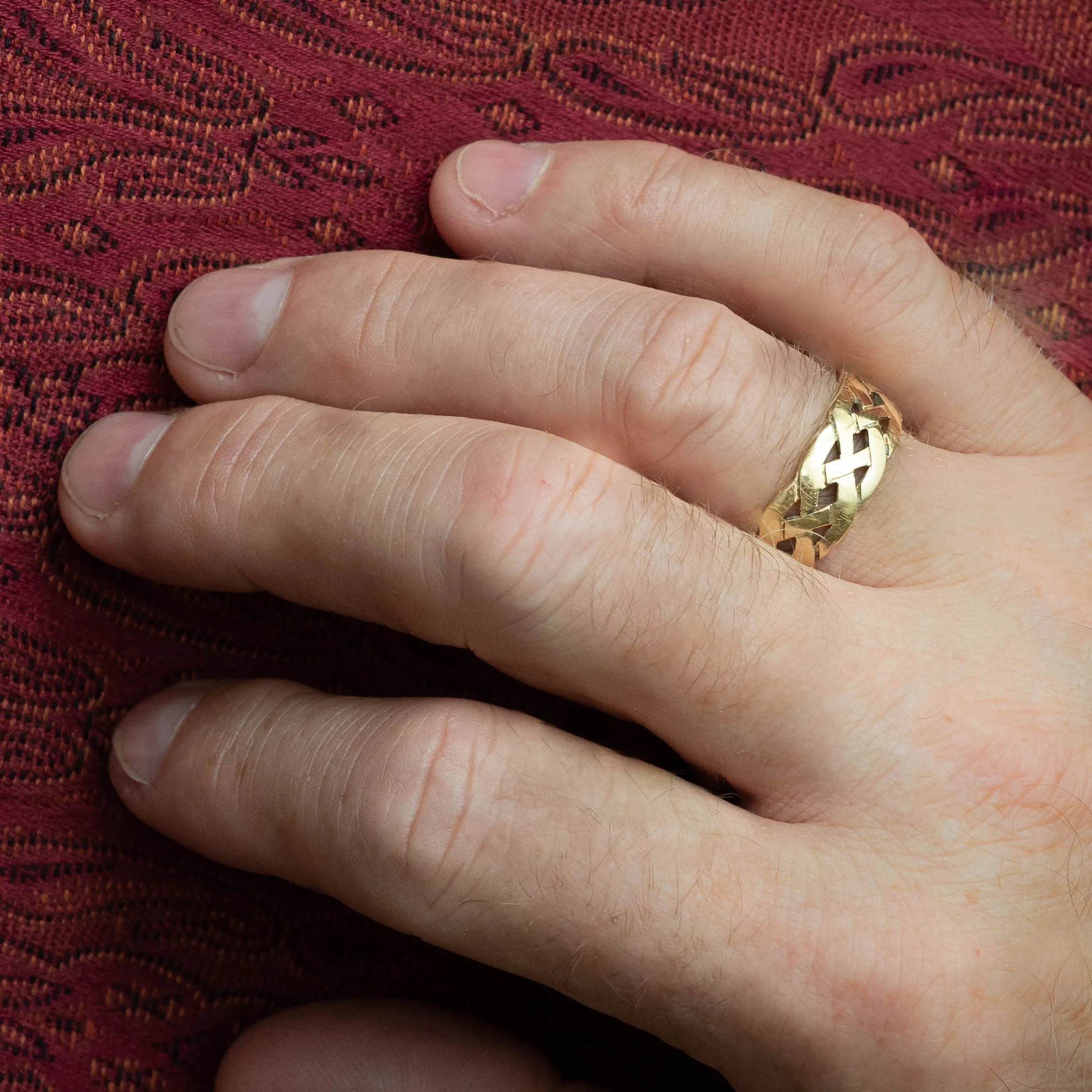 14 Karat Yellow Gold Lattice Band